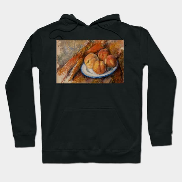 Four Peaches on a Plate by Paul Cezanne Hoodie by Classic Art Stall